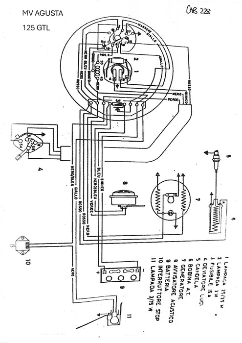 IMPIANTO ELETTRICO MOTO MV AGUSTA GTL 125 1967