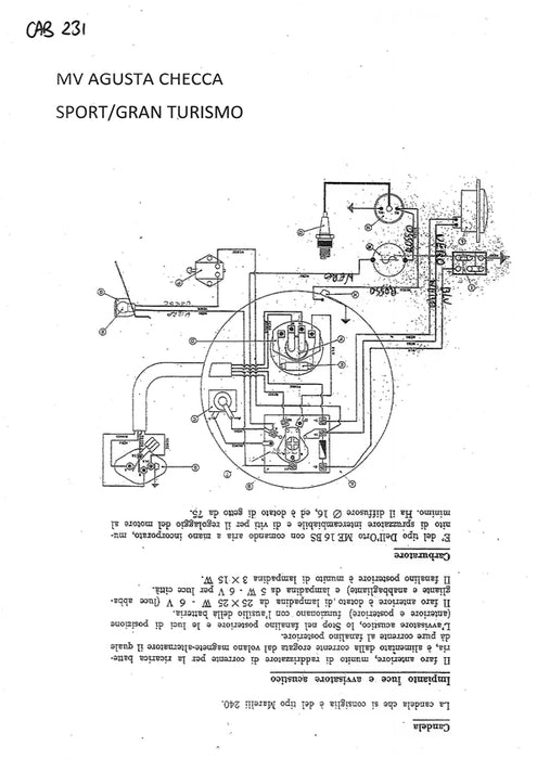 IMPIANTO ELETTRICO MOTO MV AGUSTA CHECCA SPORT GRAN TURISMO