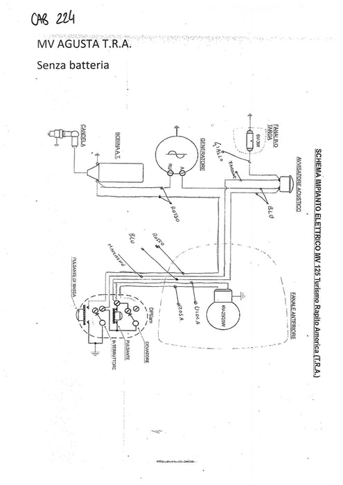 IMPIANTO ELETTRICO MV AGUSTA TRA SENZA BATTERIA